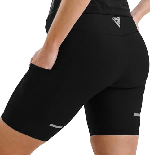 RDX Sauna Shorts Women Shapewear High Waisted Slimming Sweat Shorts Above Knee Pants Mid Thigh Workout Suit Waist Trainer Weight Loss Lower Body Shaper Sweatsuit Exercise Swimming Fitness Gym Black