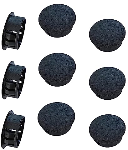 Qrity 10 Pièces 30mm Bouchons en Plastique Rond, Cache Trou Meuble, Cache Trou Plastique, Noir, Bouchon de Trou de Percage pour Verrouillage Trou Meubles