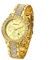 JewelryWe Damenuhr Edelstahl Uhren Damen - Elegant Glitzer Strass Analog Quarz Armbanduhr mit Edelstahl Armband Gold Beiläufige Uhr für Frauen Männer