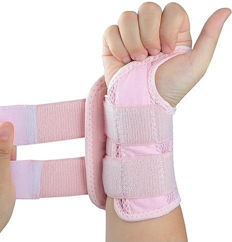 Tianhengyi Carpal Tunnel Wrist Brace, Adjustable Wrist Support Brace, Night Wrist Sleep Supports Splints Arm Stabilizer (Right Hand, S/M, Pink)