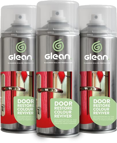 GLEAN Türrestaurierung Farbauffrischer Aerosol | Farbwiederherstellendes, durchdringendes Öl | Türen, Fenster, Kunststoffoberflächen | UPVC-Verbundwerkstoff, Glasfaser (GFK), Kunststoff | 3 x 400 ml