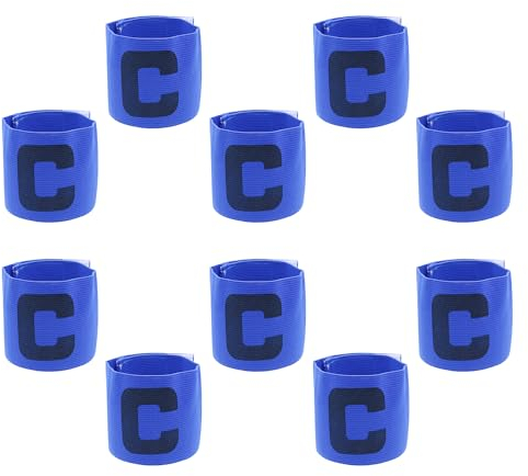 Hosifiy 10Pcs Fußball Kapitänsbinde, Blau Nylon Elastische Fußball Armbinde Einstellbare Fußball Kapitän Armbänder C Arm Band für Jugend Erwachsene Sport Training