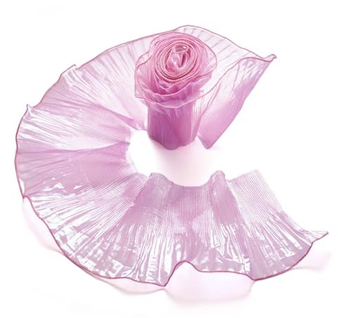 Beadthoven Spitzenbordüre mit Rüschen, 15 cm breit, Polyester, Chiffon, Tüll, Rüschen, Spitzenbordüre zum Nähen, Basteln, Kleid, Tasche, Hochzeitsdekoration, 4,5 m, hot pink