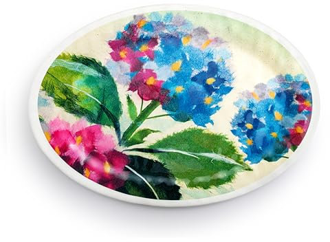 DEMDACO byDesign Serving Collection Hortensie Ajisai Serviertablett aus Bambus und Melamin, groß, oval, 50,8 x 35,6 cm