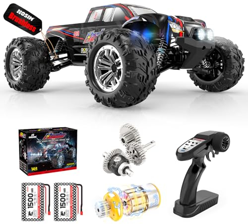Hosim 1:10 Bürstenlose Ferngesteuertes Auto Schnell 62+km/h RC Auto Offroad 4WD Hobby-Grade RC Geländewagen RC Car für Erwachsene und Kinder (X16)