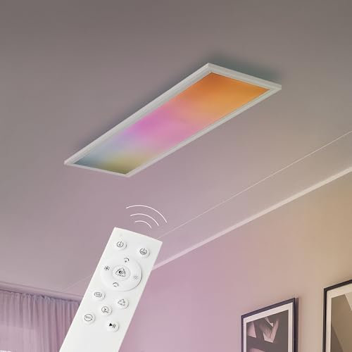 Lightbox Basic LED panneau en saillie | 80 x 20 cm | dimmable par télécommande | panneau mural et de plafond avec LED numérique Frontlight-RGB & CCT (3000-6500 K) | 2100 lm | en aluminium/plastique |