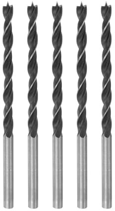 sourcing map 5pcs Brad Point Drill Bits 10mm(25/64) Dia Straight Round Shank Drill Metric Brad Point 5.3 Drilling Depth Spiral Twist Drill Bits for Carpenter Woodworking Plastic Rubber