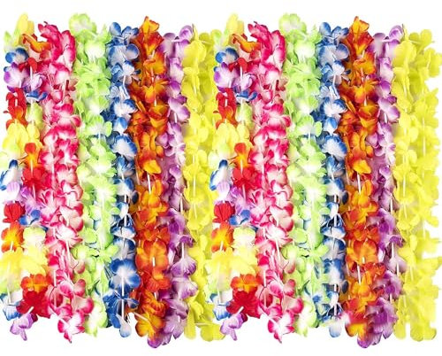200 Pcs Colliers Lei Hawaïens, Hawaiian Fleurs Guirlande, Hawaienne Collier de Fleurs, Décorations de Plage Hawaïennes Tropicales, Convient pour Les Anniversaires, Les Fêtes Rave à Thème (200)