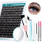 GEMERRY Ciglia Finte Ciuffetti Kit 100D Ciuffi Ciglia 0.07mm D Curl 10-18mm con Bond and Seal Pinzette Rimuovi Colla Ciglia a Grappolo Extension Ciglia kit (100D-0.07D-10-18mm-Set)