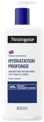 Neutrogena | Körpermilch mit Tiefenfeuchtigkeit (400 ml Pumpflasche) – schnell einziehende Körpermilch für trockene Haut – Körperpflege mit 10% Glycerin und Pro-Ceramid-Technologie