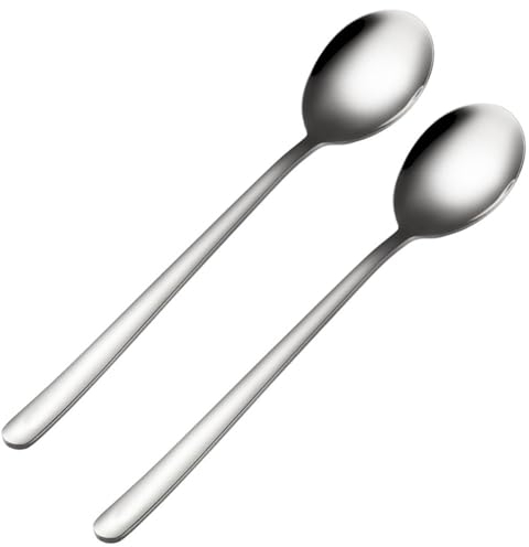 Cucchiai coreani con manici lunghi, 2 cucchiai da zuppa in acciaio inossidabile, cucchiaio per riso, cucchiaio da zuppa asiatica, per casa, cucina o ristorante