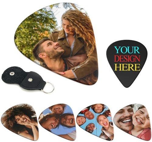 LLLGSH Personalisierte Foto Gitarren-Plektren, Individuelle Gitarren-Plektren, Personalisierte Gitarren-Plektren mit Ihrem eigenen Bild/Text, 6er-Pack (0,46 mm/0,71 mm/0,96 mm)