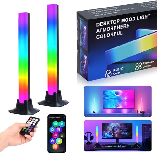 Euakee LED Lightbar, Musik Sync RGB IC LED Light Bar, TV Hintergrundbeleuchtung, Gaming Lampe Funktioniert RGB Ambient Smart Sync mit Musik und APP Control Steuerung für Zimmer Gaming Deko (32CM180°)