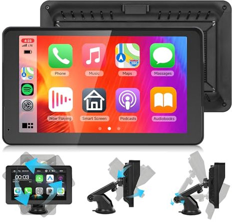Hodozzy Wireless Carplay Screen for Car Portable Car Stereo Android Auto, Display Car Radio With Bluetooth Hands-Free, 7 Inch Touch Screen Car Play With Airplay/Mirror Link/Voice Control/FM/AUX/TF