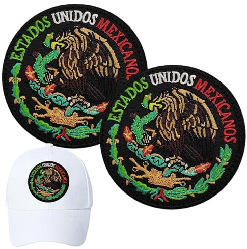 Parche de bandera de México, parche emblema mexicano,Emblema nacional bordado versátil | Emblema Nacional decorativo lindo de 2 piezas, Parche portátil para mochilas, chalecos, chaquetas