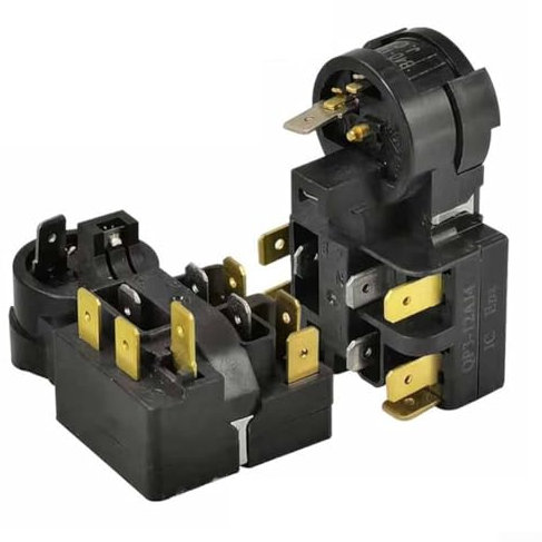 Frigorifero Starter Compressore Overload Protector Start Relè QP3-12A, Relè integrato Protezione da sovraccarico Parti di ricambio per congelatore (2PCS)