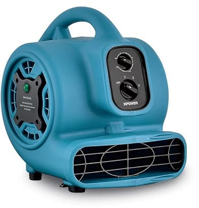 XPower Centrifugal Air Mover, Carpet Dryer, Floor Fan, Blower, Stackable, Daisy Chain, for Water Damage Restoration, Janitorial, Plumbing, Home Use (Blue, P-250NT 700CFM)