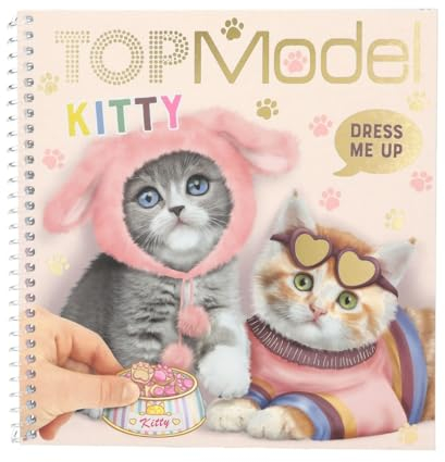 Depesche 12965 TOPModel Kitty - Dress Me Up Stickerbuch mit 24 Seiten vorgedruckter Katzen Motive zum Selbstgestalten, inkl. 11 Stickerbogen