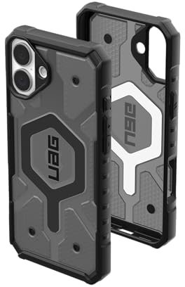 URBAN ARMOR GEAR UAG Designed for iPhone 16 Plus Case 6.7 Pathfinder Clear - Compatible with MagSafe Charging Rugged Shockproof Anti-Slip Military Grade Protective Cover, Ash