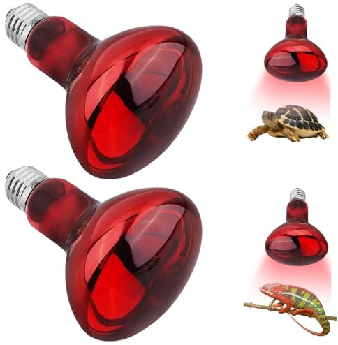 UQTUKO Reptilien Rotlichtlampe, 2 Stück Infrarotlampe Wärmelampe 100W E27 Reptilien Wärmelampe Terrarium Rotlichtlampe Birne Heizlampen für Schildkröten, Amphibien, Schlangen, Eidechsen