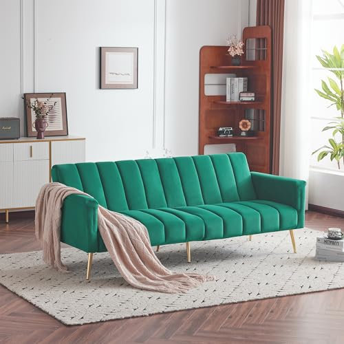 YESGIGA Klappbares Schlafsofa, Schlafsofa mit Schlaffunktion, Schlafsofa mit großem Schlafsofa, geeignet für Wohnzimmer, Schlafzimmer, Heimkino, Gästezimmer (Grün)