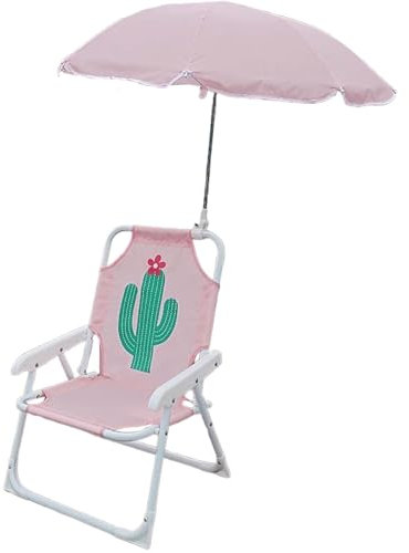 Blogiiup Kindercampingstuhl, Baby Beach Stuhl mit Regenschirm, leichte Gartenstühle mit Kaktusmuster, Stabiler Baby Beach Stuhl zum Campen, Reisen, Reisen