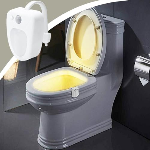 Toilet Seat Light With Sensor, LED Motion Sensor Night Light, Toilet Seat 16 Colors LED Inside Nightlight, Cool Stuff Bathroom Night Light Motion Sensor Activated Adjustable Brightness For Kids Adults