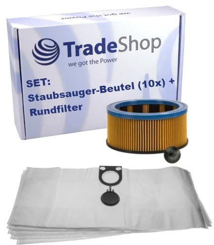 Trade-Shop SET: 10x Microvlies-Beutel + Rundfilter kompatibel mit Metabo ASA1200 ASA1202 ASA32L, kompatibel mit Starmix FPP 3600 / Staubsauger-Zubehör