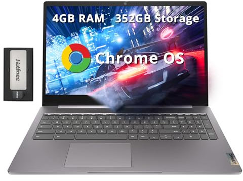 Lenovo Ideapad 3 Chromebook FHD da 15,6, Intel Celeron N4500, 4 GB di RAM, 352 GB di storage (SSD da 64 GB + set docking station da 288 GB), scheda grafica Intel UHD, tastiera