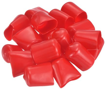 sourcing map 100pcs Rubber End Caps 20mm(13/16) ID Screw Protectors Red | Vinyl PVC Round Tube Bolt Cap Cover,Screw Thread Protectors
