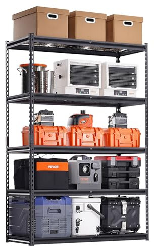 VEVOR Scaffale Portaoggetti Carico Totale max. 1361 kg Scaffale con 5 Ripiani per Garage Ripiani in Metallo Regolabili per Scaffalature Industriali Ripiano Portaoggetti da Cucina, Magazzino Officina