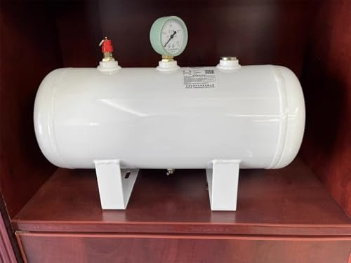 Réservoir d'Air Réservoirs D'air Haute Pression Blancs, 5 10 20 L Réservoir De Compresseur De Gaz Horizontal Pour Ateliers De Soudage/Usine/Construction(2.6Gal/10L)