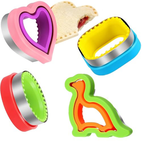 kingkindsun Sandwich Cutter and Sealer Set, Bread Decruster Pancake Maker, Decruster Sandwich crimpers for Making Sandwiches, Hamburgers, Pies, DIY Cookie Cutters for Kids (Colour-4PCS)