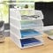 Tonsmile Organizer Schreibtisch, 4 Stück, Ablagefächer Stapelbar, Papierablage, Briefablage A4, Stapelbar, Ablage Schreibtisch, Schreibtisch, Weiß