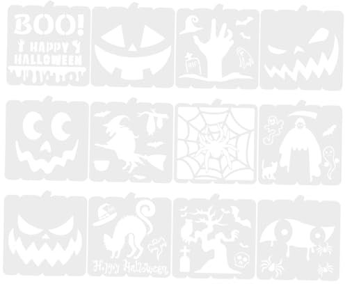 jojofuny 12stücke Halloween-malschablonen Kürbis Fledermaus Spinne Geist-muster Halloween-vorlagen Schablonen Für Scrapbooking Diy-basteln Wand Fensterdekoration