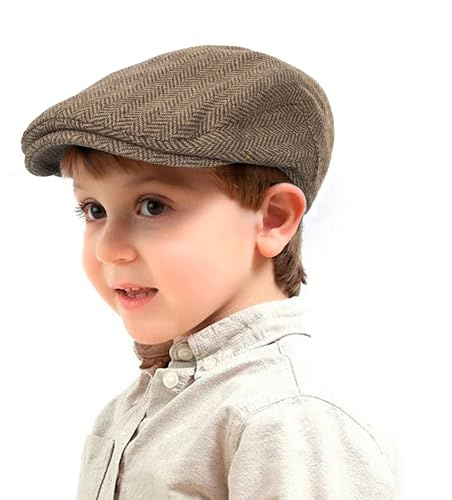 Flache Newsboy-Kappe für Kinder, Jungen, Wolle, Tweed, Pageboy, Efeu-Kappe, Vintage-Kappe für Kleinkinder, Jungen, Mädchen (für 4 bis 9 Jahre)