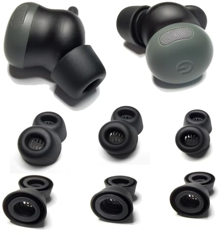 Silicone Ear Tips for Google Pixel Buds Pro2, L/M/S Replacement Earbud Tips | Noise Isolating, Secure Fit, 3 Pairs, Fits Charging Case