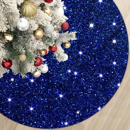 FUHSY Königsblau 116 cm Pailletten-Weihnachtsbaumrock Samt Glitzer Personalisierte Baumröcke Blauer Baumrock Glitzernder Weihnachtsrock Baum für Halloween 1.8 m Weihnachtsbaumschmuck Ornamente