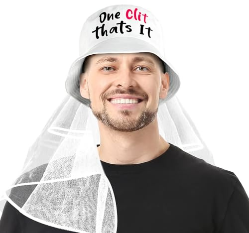 Leseogye Accessori per addio al celibato da uomo, cappello alla pescatora con velo da sposa, decorazione per lo sposo