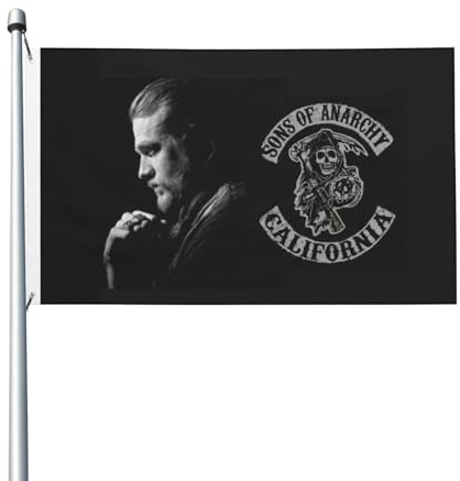 Doppelseitige An*archy TV-Series Sons Flagge Robuste 3x5 Ft Flagge Schnelltrocknendes Gewebe Farbecht und Einfach zu hängen mit Metallösen für Innen- und Außendekoration