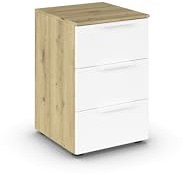 Rauch Möbel Flipp, Nachttisch, Farbe Weiß/Eiche Artisan, Maße 40x61x42 cm | Nachtkommode, 3 Schubladen, Soft-Close-Funktion, für Schlafzimmer, Kinderzimmer, Jugendzimmer, Gästezimmer