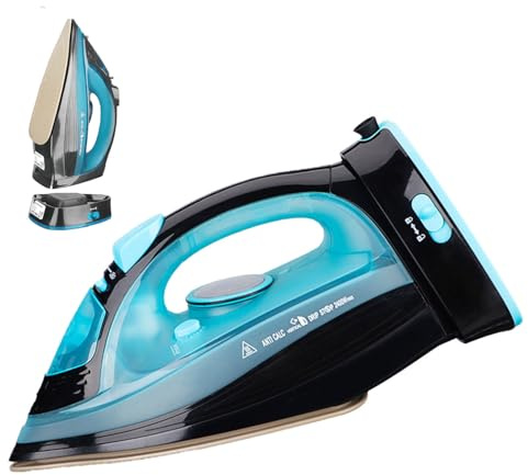 Kabelloses Dampfbügeleisen, 2400 W, Steam Iron Bügelsohle mit Keramik-Antihaftbeschichtung, vertikales Bügeln, Antikalk, selbstreinigend mit Wassertank