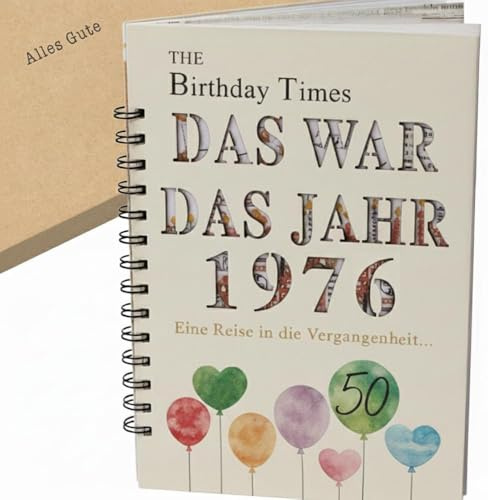 the lazy panda card company Das Jahr, das 1976 war - Karte Buch zum 50. Geburtstag mit Details zum Geburtsjahr Geburtstagskarte (1976)