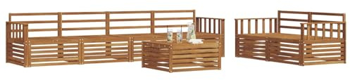 vidaXL Outdoor-Sofagarnitur 7 pcs Natur Massivholz Akazie, Garten-Sofa, modernes Ecksofa, langlebiger Lounge, Terrasse, Bequeme Sitzgruppe für Entspannung