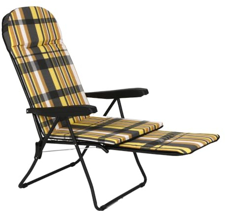 MA MAISON Sdraio Reclinabile Imbottita 166X60X63 cm - 6 Posizioni, con Prolunga Estraibile, Braccioli Ergonomici, Struttura in Acciaio, per Interno, Esterno - Made in Italy RIGHE GIALLO