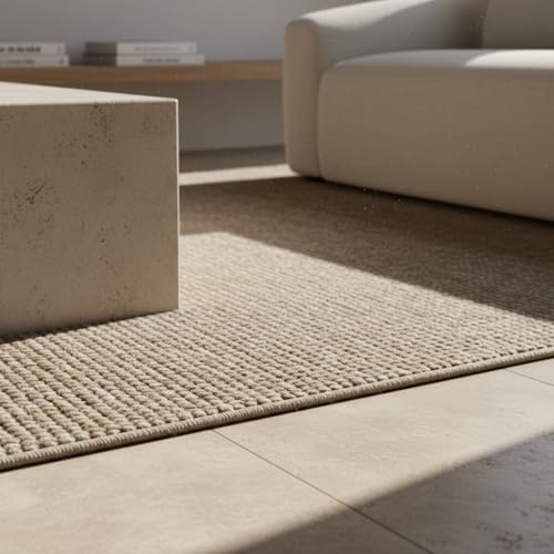 KADIMA DESIGN Flachgewebeteppich Einfarbig Uni Pflegeleicht Waschbar Strapazierfähig Beige 60x100 cm Wohnzimmer Schlafzimmer Fußbodenheizung geeignet Schadstoffgeprüft Gekettelt Oeko-TEX | CIMA