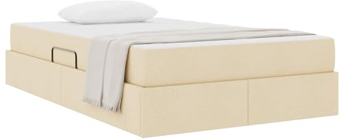vidaXL Aufbewahrungsbett mit Matratze Creme 120 x 190 cm Polyester, Stylisches modernes Bett, robuster Stauraumrahmen, praktische Lösung für Dein Schlafzimmer