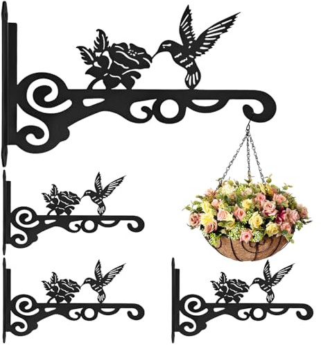 HuaMuDM Pflanzenhaken Blumenampelhalter,4 Stück Wandhaken für Blumenampel | 25cm Wandpflanzenhänger Stabile Wandhaken,Blumenampel Vogelhäuschen Wandhalter Haken,Innen,Außen,Garten,Balkon Dekoration