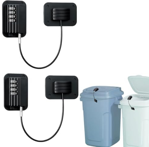 Umllpet 2er Set Code Schloss, 4‑Stelliges Kabelschloss ohne Bohren | starker kleberbefestigung wetterfestes edelstahlseil flexibel einsetzbar für mülltonnen fenster und schränke