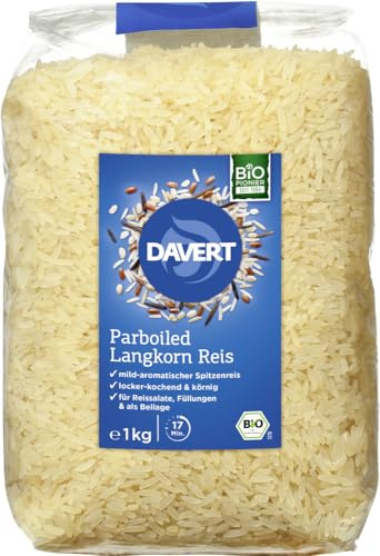 Davert Parboiled Reis Langkorn weiß, 2er Pack (2 x 1 kg) - Bio